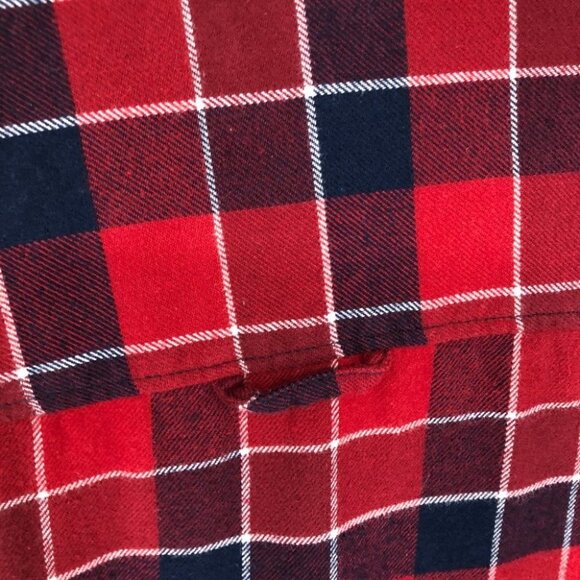 Simons le 31 red navy button down plaid flannel semi fit long sleeve Med - Picture 10 of 14